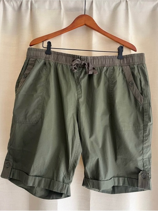 Lane Bryant Pants - Women's Lane Bryant Olive Drawstring Bermuda Shorts with Button-Trim Pockets